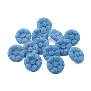 Lote de 12 peças, 13 mm, botões de vidro vintage checos de flores azuis para costura e artesanato colecionáveis