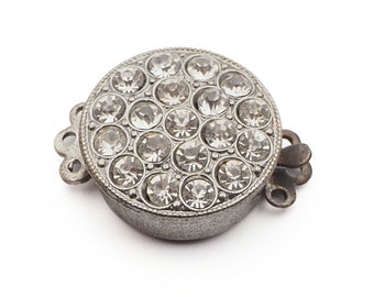 Collier Double Rang Vintage Années 60 - Pâte De Verre, Métal Argenté, Espagne, Occasion