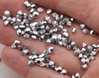Lot 100g, SS16, 3.8 mm Czech Vintage 925 Silver Cut glass Chatons faceted loose stones rhinestones