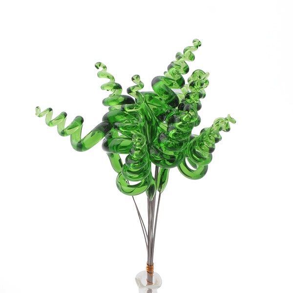 Czech lampwork glass green spiral flower part headpin bead (1 bead)