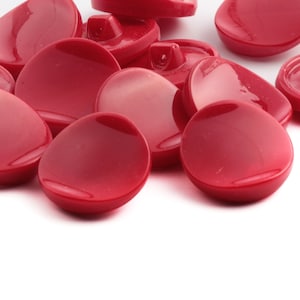 lot 12pcs Vintage red concave glass buttons 23mm