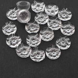 lot 18pcs, 12mm, Czech antique crystal intaglio flower magnifying glass cabochons