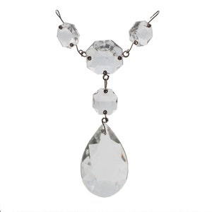 Vintage Czech chunky teardrop octagon crystal glass Chandelier prism bead chain