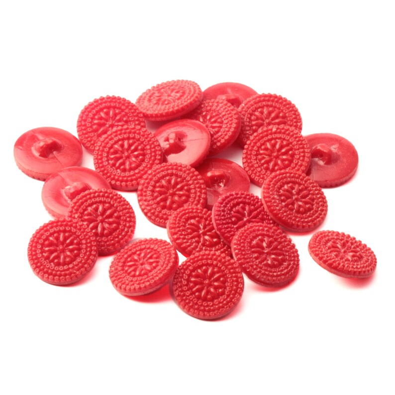 Vintage Czech red flower floral glass buttons 18mm Art Deco Lot 22