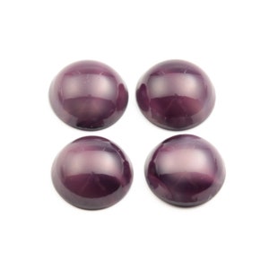 lot 4pcs glass cabochons purple satin 15mm Czech vintage