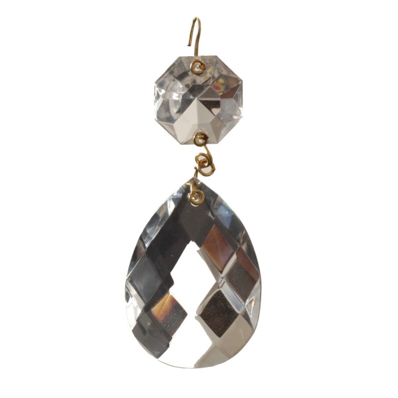 Chandelier prism 77mm Czech full cut teardrop octagon crystal glass beaded