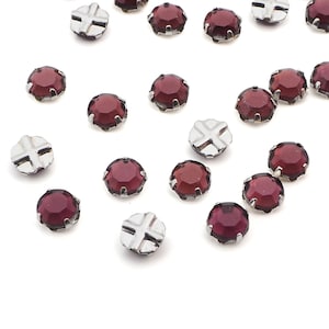 Lote de 600 piezas SS30, 6,4 mm de largo. Amatista, rosa, montees, plata, punta de diamante de imitación, para coser, chatones de cristal checo Preciosa.