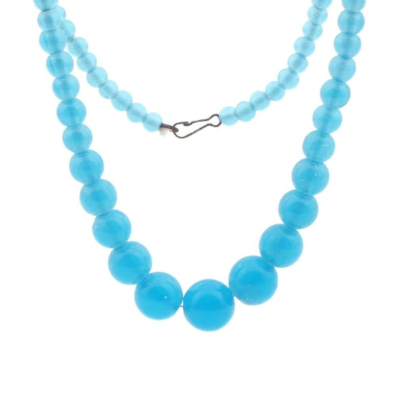 Vintage Czech necklace gradual blue opaline lampw… - image 1