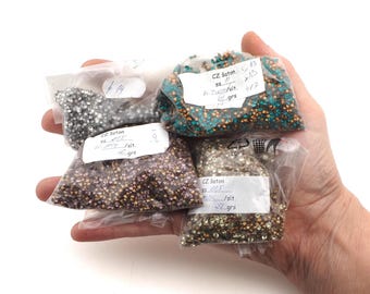 Glass Rhinestones: Amethyst, Yellow, Crystal, Zircon Vintage Czech - 210g Lot