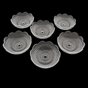 set 6 pcs Vintage Czech crystal clear fluted glass chandelier lamp light candle bobeches