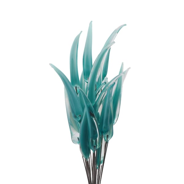 Perle de verre en forme de fleur en verre aqua satiné, effet fleur de lune, tchèque (1 perle)