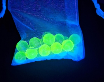 Uranium glow glass marbles balls Lot 20 pcs 10 mm Czech