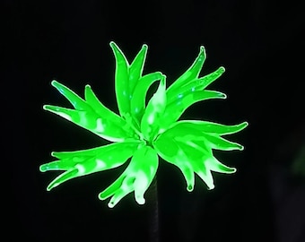Uranium glass cornflower Flower stem ornament X Large lampwork 12"
