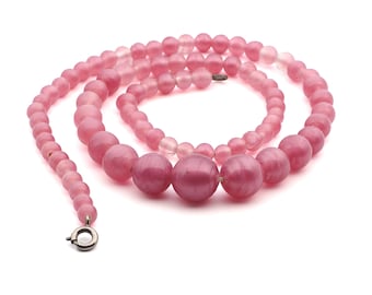 Vintage 18" necklace, Czech gradual purple Pink satin lampwork glass beads