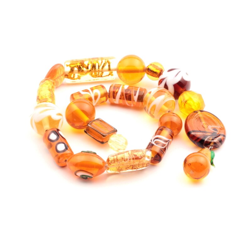 10 of 20mm topaz handmade foil glass beads