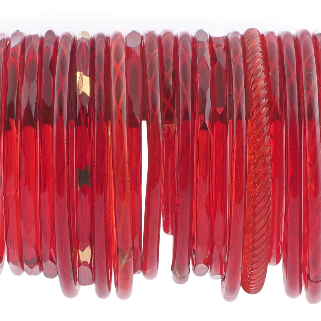 20 Antique Czech Red Glass Bangles Etsy UK