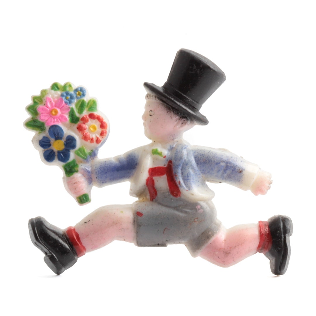 Jouet Mécanique Celluloïd Japonais Ancien – Garçon En Luge Lucky Sledge – 1946 (fonctionne)