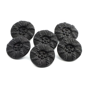 lot 6pcs Czech vintage black glass buttons weave marcasite 23mm