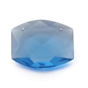 Czech vintage 32 x 26 mm faceted blue rhinestone pendant glass bead two hole