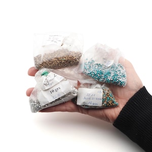 Lot de 4 sacs, 100 g, SS6-15,5, échelle tchèque vintage, topaze bleue, cristal, or, facetté, verre strass