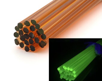 Amber Uranium Glass Rods Bulk Lot of 24pcs 7 mm Lampworking, 35cm