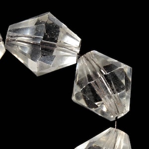 lot 8 vintage crystal clear bicone glass beads 16mm Czech