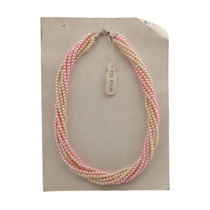 Vintage Tsjechische 6-strengs ketting pastelkleurige parelglaskralen