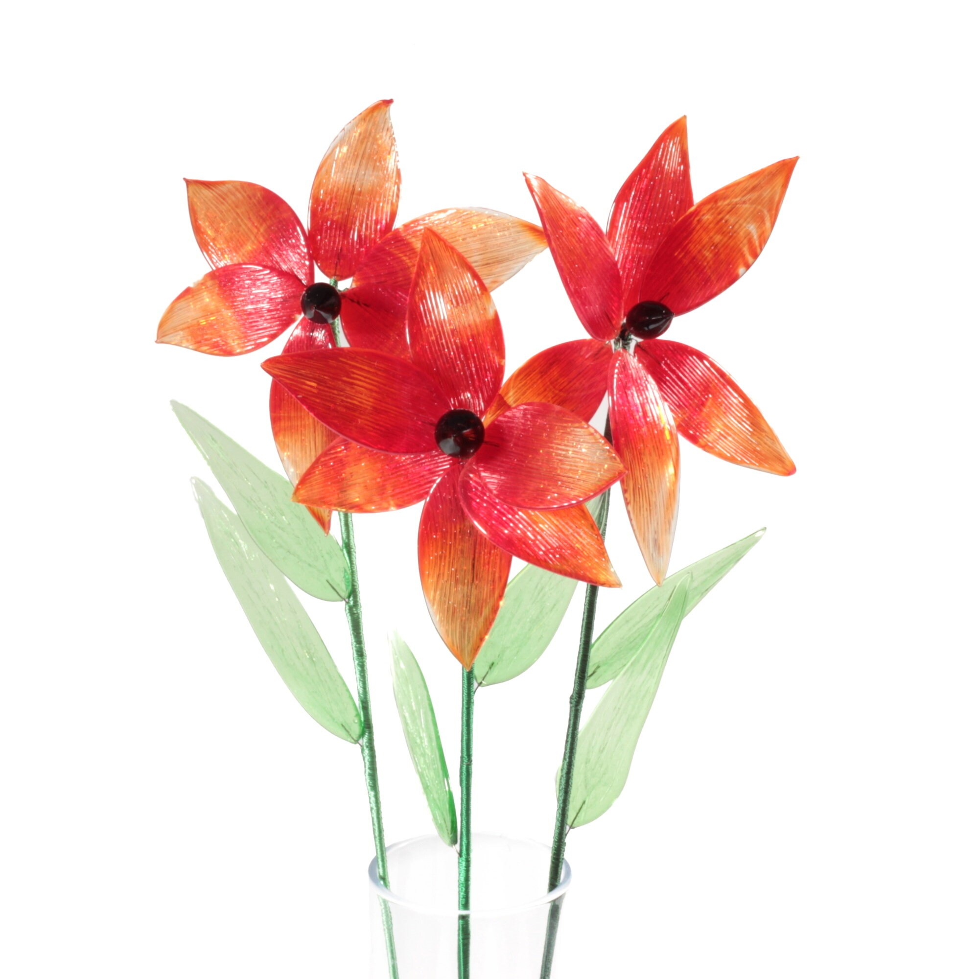 Large 20" Czech Lampwork Glass Bead Red Flower Stem Decorations - Etsy
