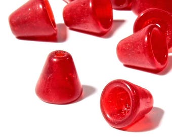 50 Vintage Czech red cone glass beads 6mm