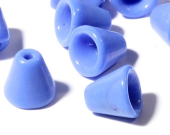50 Czech vintage blue cone glass beads 6mm
