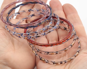 lot 8 pcs Antique Czech filigree lampwork Art glass twisted bangles