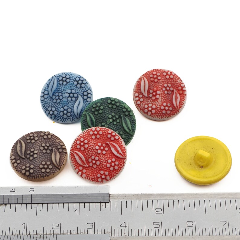 Collection 6pcs Antique 1920's Bohemian Flower Leaf Glass Buttons Etsy