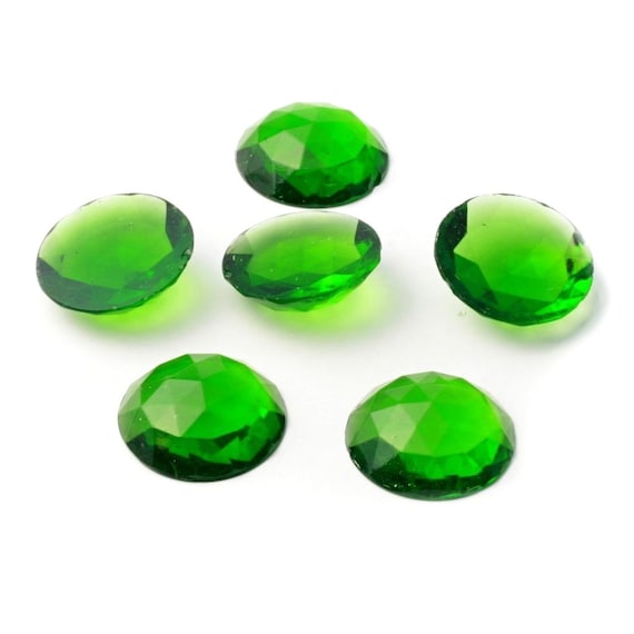 20mm Round LIGHT TOPAZ CLEAR Translucent Foil Flat Back Sew On Acrylic Gems Bead