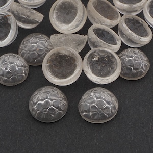 LOT 24pcs 12/13 mm Czech antique intaglio reverse floral clear glass cabochons