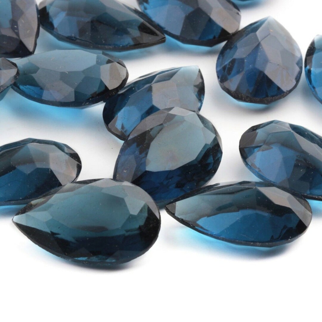 15 Large Czech Vintage Deep Blue Teardrop Glass Rhinestones 32x20mm - Etsy