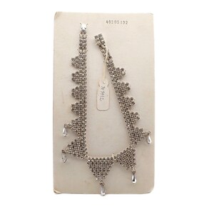 Verzamelobject geometrische 12" Tsjechische strass vintage strass sieraden ketting voorbeeldkaart