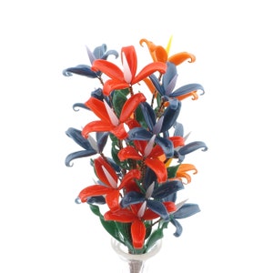 Large 10&quot; Handcrafted lampwork glass bead flower bouquet stem ornament