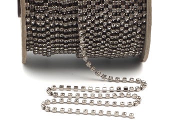 Crystal MC Chaton Rhinestone Nikl pl. cup chain Preciosa SS 12 One meter