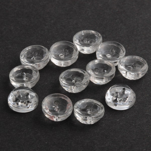 12 Czech Vintage crystal clear dimi glass buttons 10mm