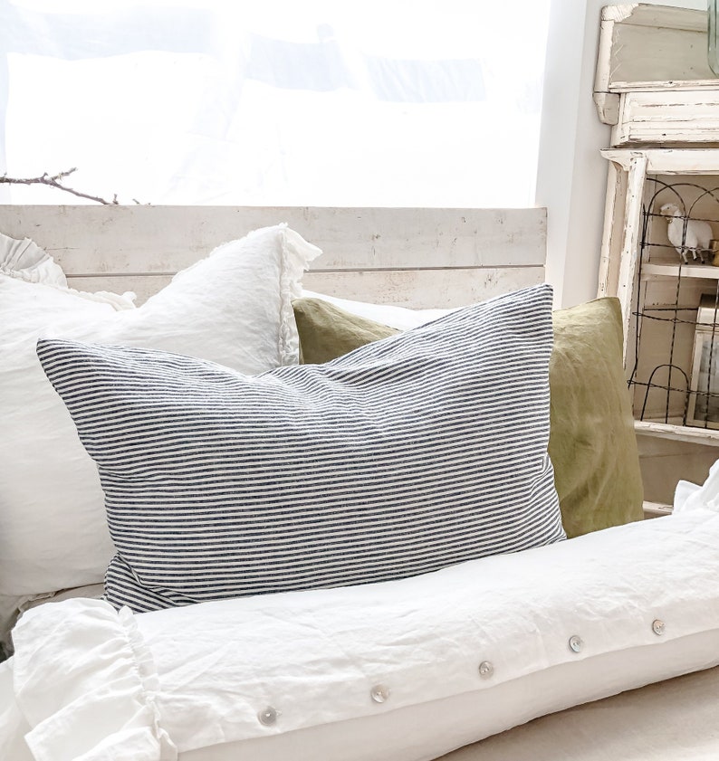 Farmhouse Ticking Stripe Pillow Standard Farmhouse Ticking Stripe Pillow