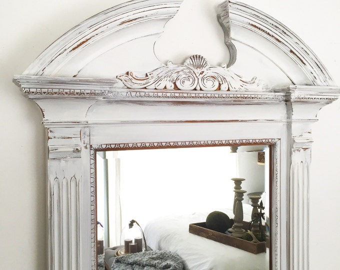 Large Wall Mirror, Farmhouse Wall Mirror, White Distressed Mirror ...