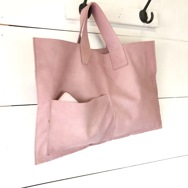 The Lily Messenger Bag Pink Leather Large Weekender Tote Etsy