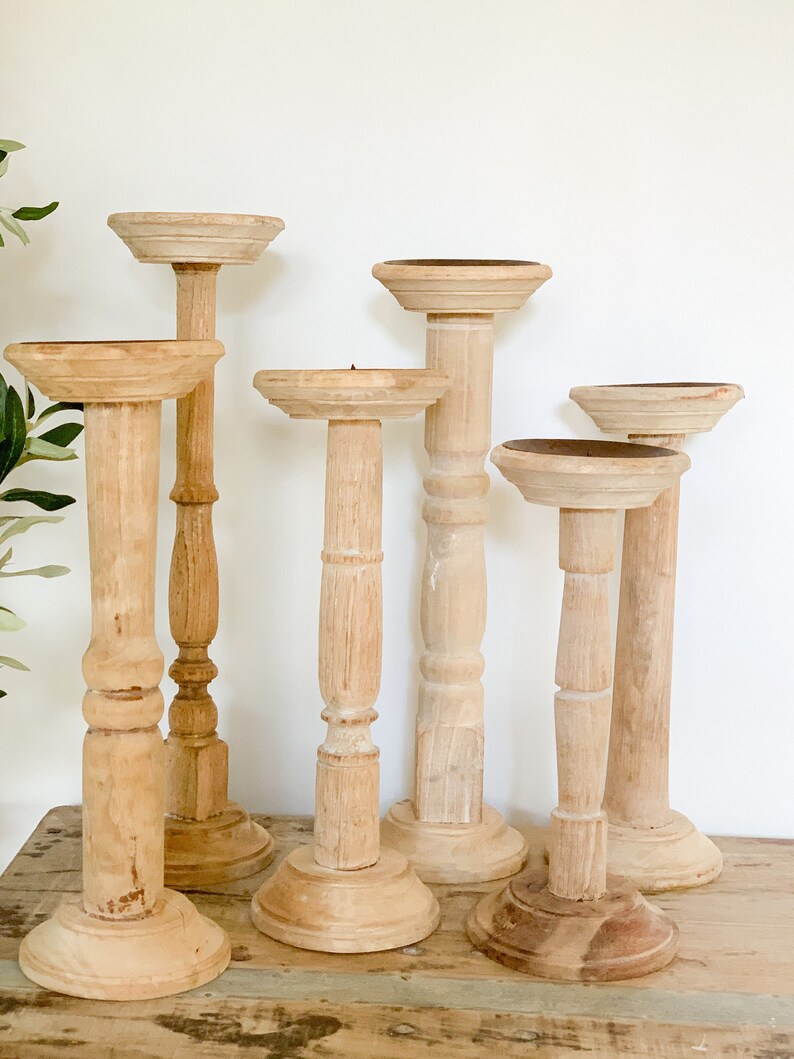 Antique Wood Candle Holders/wood Candle Stick Etsy