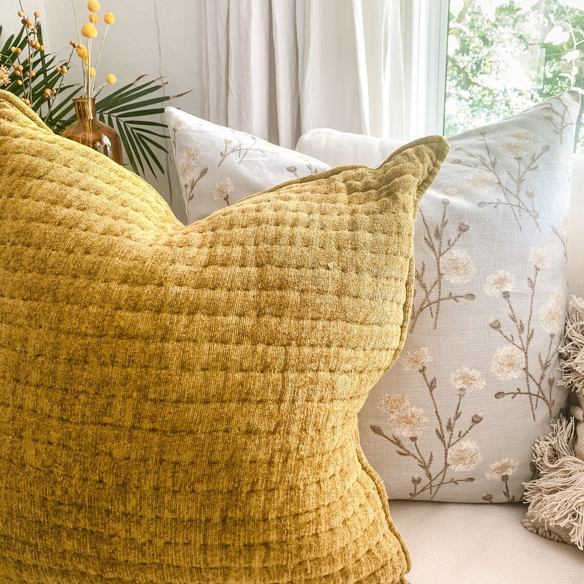 Mustard Throw Pillowvelvet Pillowfarmhouse Decor Boho Pillow Etsy