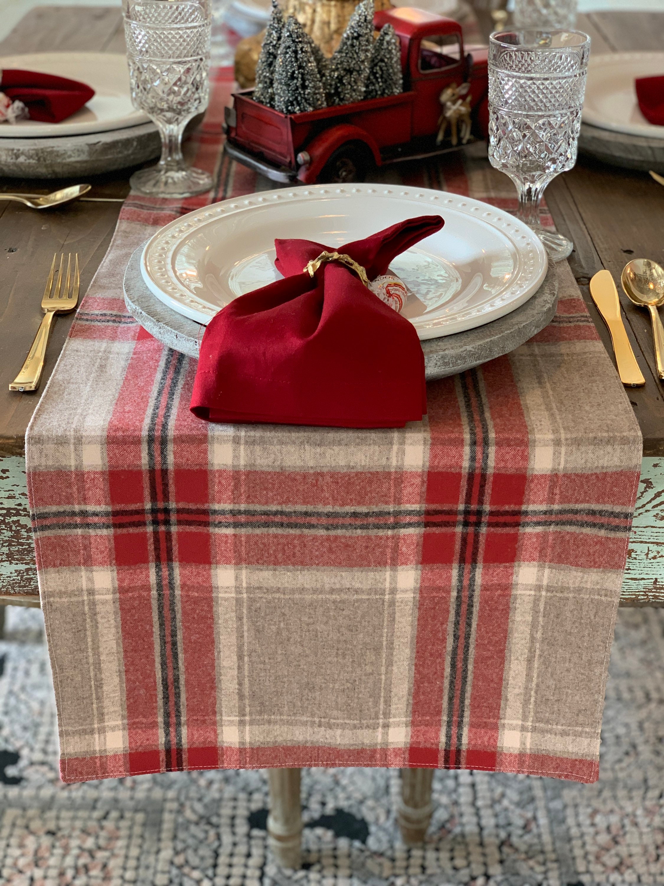 Pendleton Wool Christmas Table Runner/ Extra Long/ Red Plaid Etsy