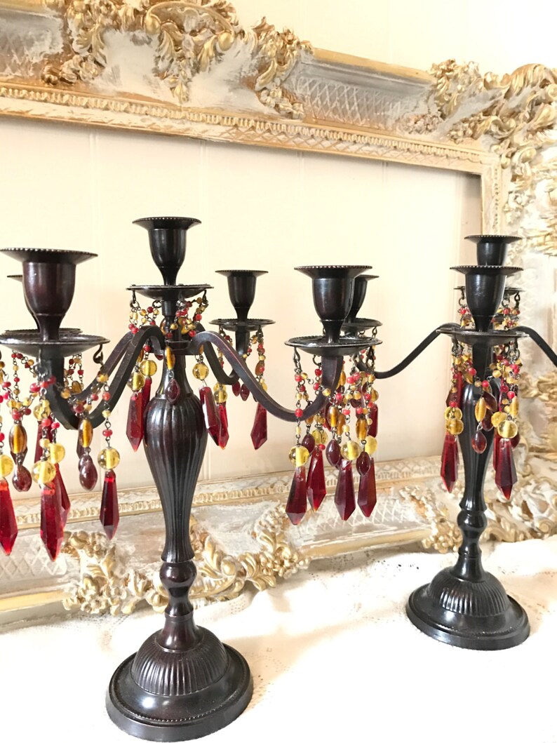 Crystal Candelabra Set Of 2 Wedding Table Centerpiece Taper Candle Holders Oil Rubbed Bronze Dining Room