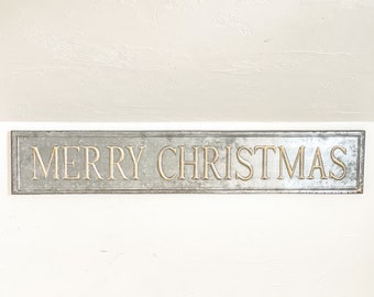 Merry Christmas Metal Sign, Holiday Wall Hanging, Shabby Chic Decor, Mantel Decor, Christmas Decor