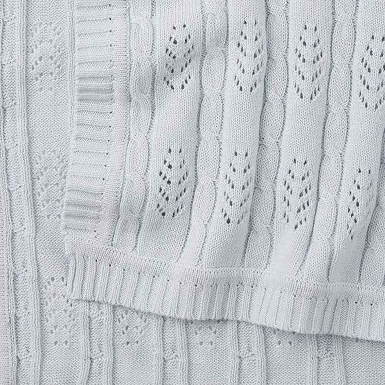 Soft Blue Knit Baby Blanket/chunky Sweater Blanketshabby Chic Etsy