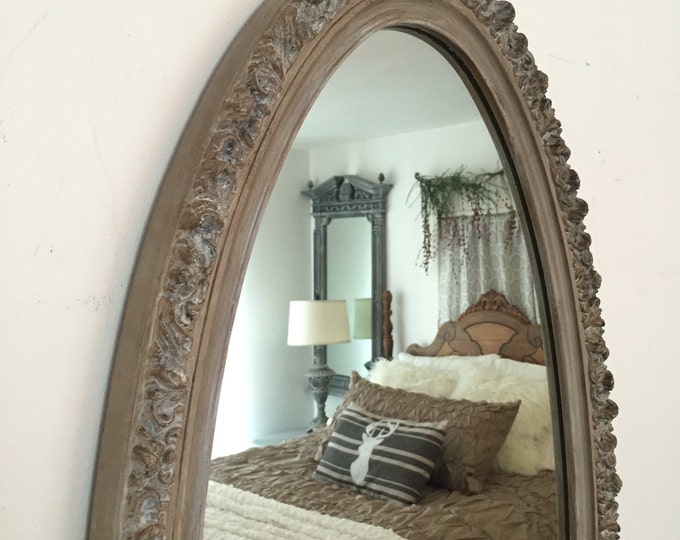 Rustic Oval Mirror Restoration Hardware Style Painted Bathroom Etsy