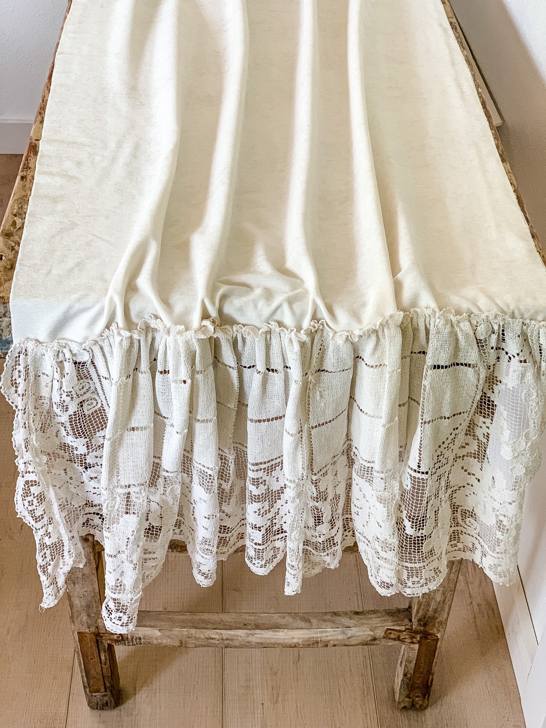 Linen Ruffle Table Runner Shabby Linen Ruffle Table Runner/cream Velvet Table - Etsy